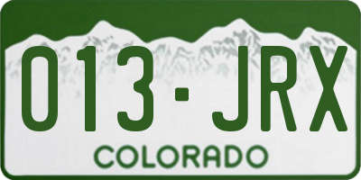 CO license plate 013JRX