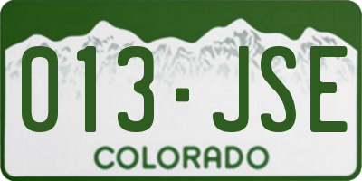 CO license plate 013JSE