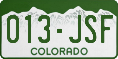 CO license plate 013JSF