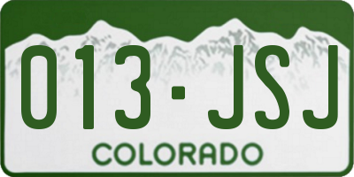 CO license plate 013JSJ