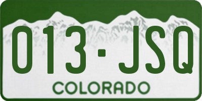 CO license plate 013JSQ