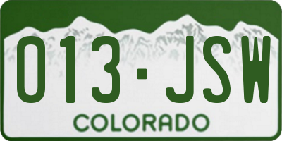 CO license plate 013JSW