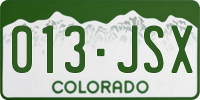 CO license plate 013JSX