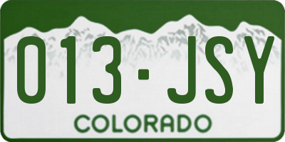 CO license plate 013JSY