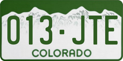 CO license plate 013JTE