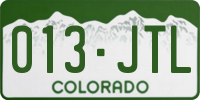 CO license plate 013JTL