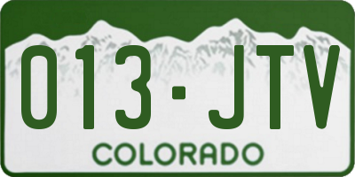 CO license plate 013JTV