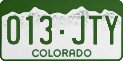CO license plate 013JTY