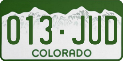CO license plate 013JUD