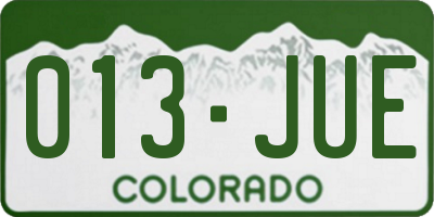 CO license plate 013JUE