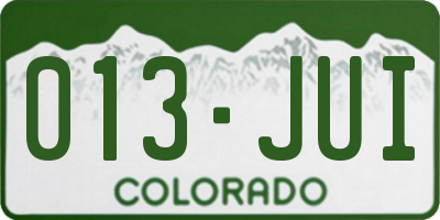CO license plate 013JUI