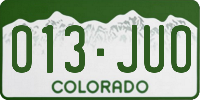 CO license plate 013JUO