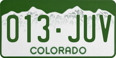 CO license plate 013JUV