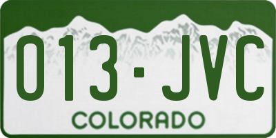 CO license plate 013JVC