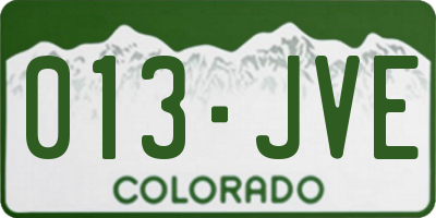 CO license plate 013JVE