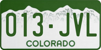 CO license plate 013JVL