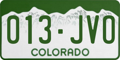 CO license plate 013JVO