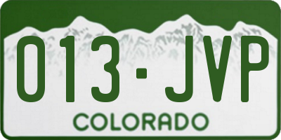 CO license plate 013JVP