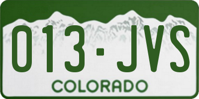 CO license plate 013JVS