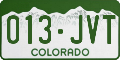 CO license plate 013JVT