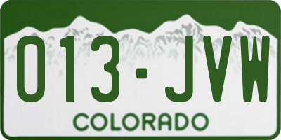 CO license plate 013JVW