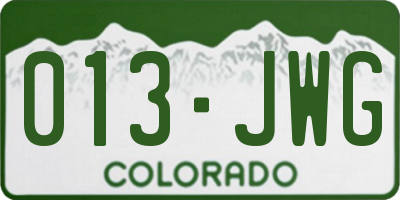 CO license plate 013JWG