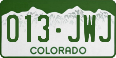 CO license plate 013JWJ