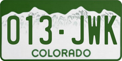 CO license plate 013JWK