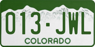 CO license plate 013JWL