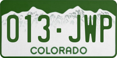 CO license plate 013JWP