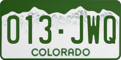 CO license plate 013JWQ