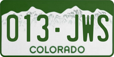 CO license plate 013JWS