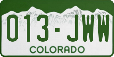 CO license plate 013JWW