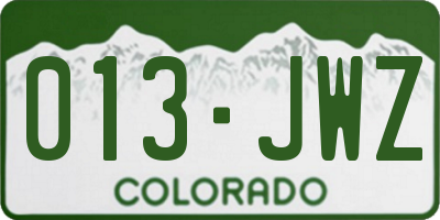 CO license plate 013JWZ