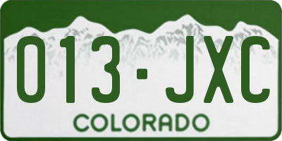 CO license plate 013JXC