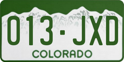 CO license plate 013JXD