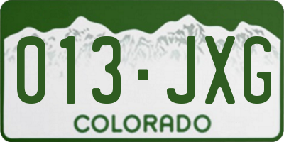 CO license plate 013JXG