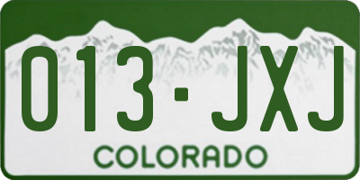 CO license plate 013JXJ