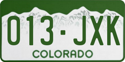 CO license plate 013JXK