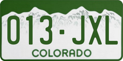 CO license plate 013JXL