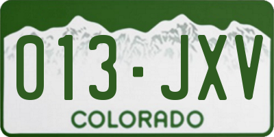 CO license plate 013JXV
