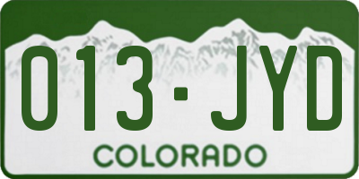 CO license plate 013JYD