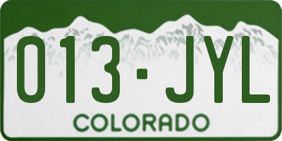 CO license plate 013JYL