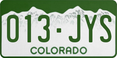 CO license plate 013JYS