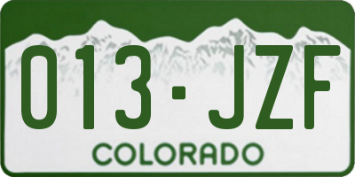 CO license plate 013JZF