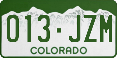 CO license plate 013JZM