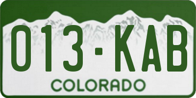 CO license plate 013KAB