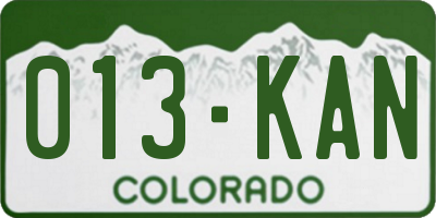 CO license plate 013KAN