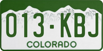 CO license plate 013KBJ