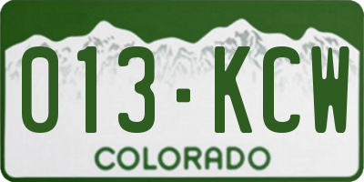 CO license plate 013KCW